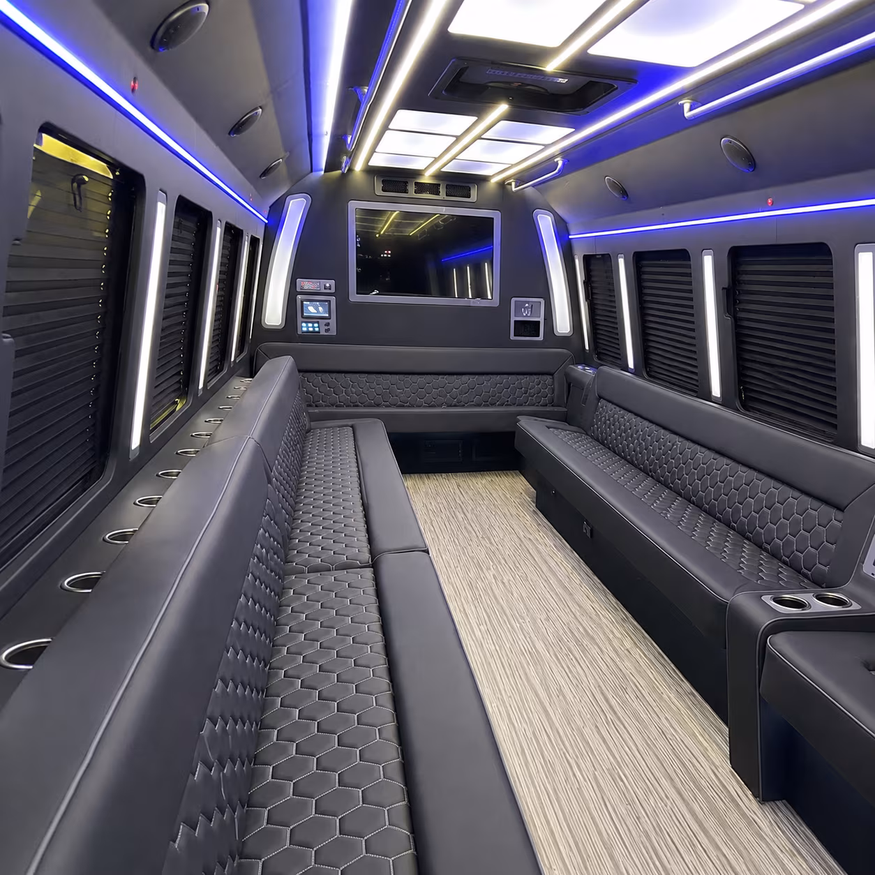 columbia 40 passenger party bus inside
