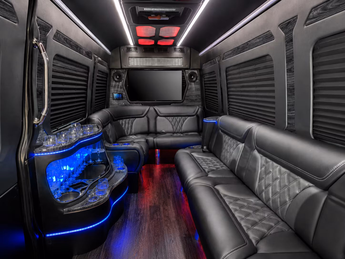columbia 50 passenger party bus inside