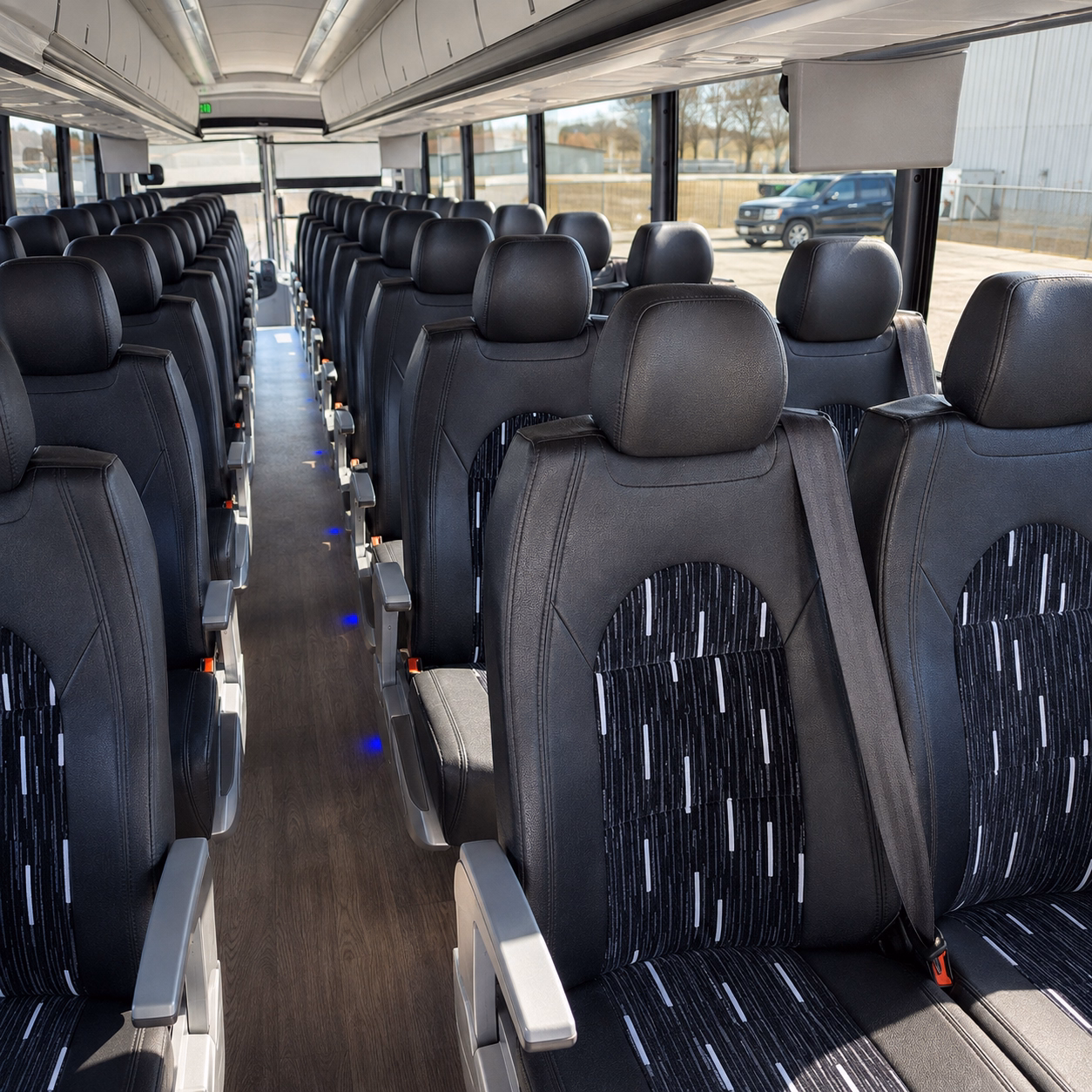 columbia charter bus rental interior